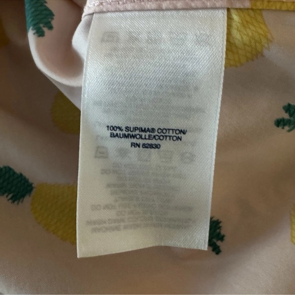 Lands' End Pink Pineapple Supima Cotton Sleeveless Button-Up Blouse SZ 12T NWOT - Picture 5 of 6